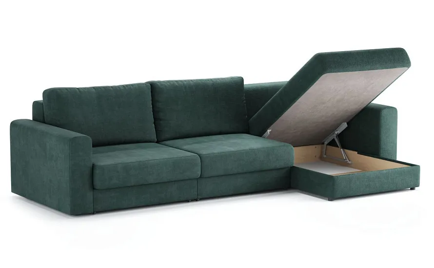 Диван угловой Ларсон 3М Nordic 74 изумруд - 3